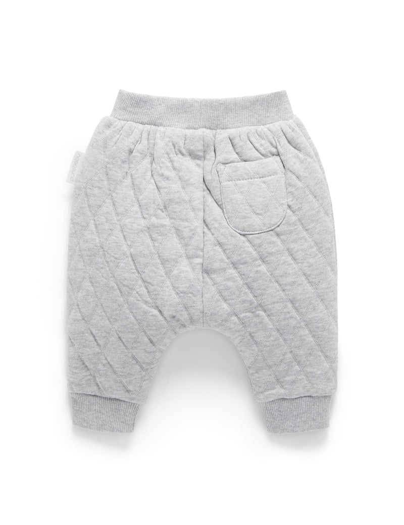 Quilted Slouchy Track Pants - Grey Melange/Almond Melange