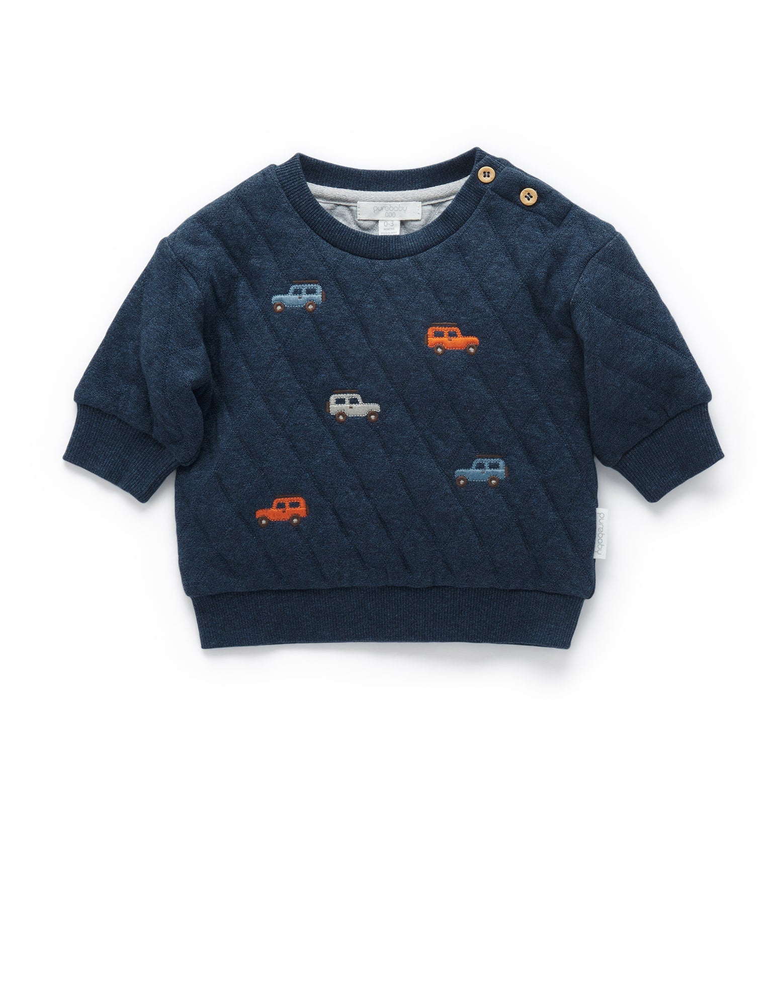 Quilted Slouchy Windcheater - Indigo Melange/Grey Melange