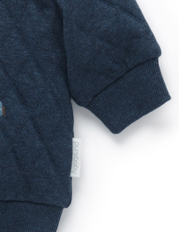 Quilted Slouchy Windcheater - Indigo Melange/Grey Melange