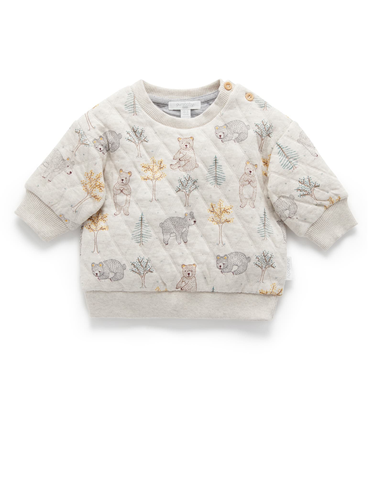 Quilted Slouchy Windcheater - Roaming Bear Prnt/Grey Melange