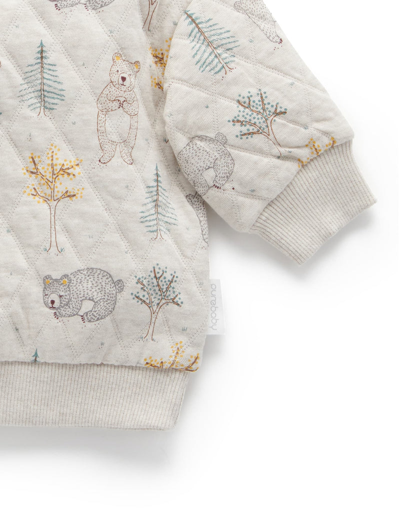 Quilted Slouchy Windcheater - Roaming Bear Prnt/Grey Melange