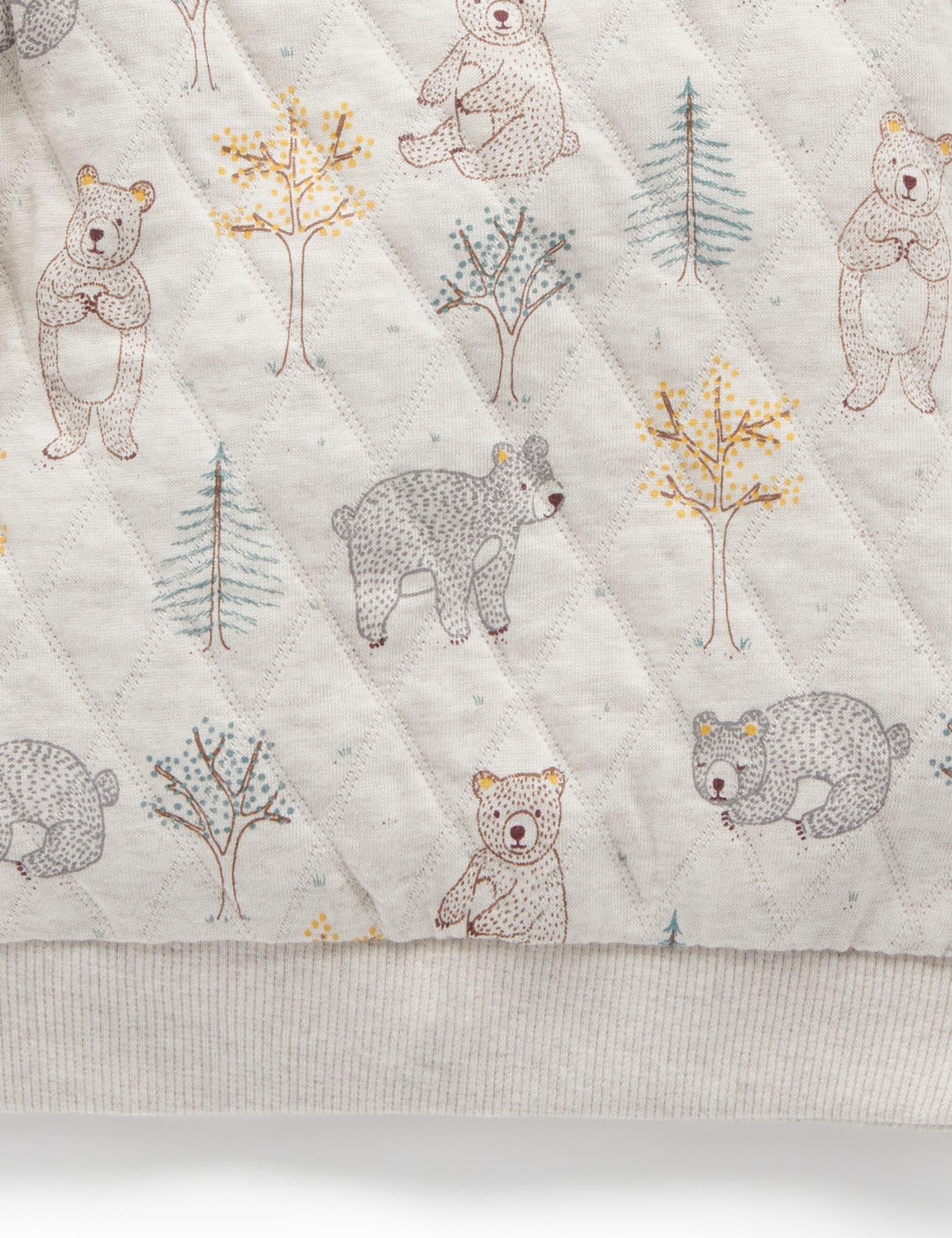 Quilted Slouchy Windcheater - Roaming Bear Prnt/Grey Melange