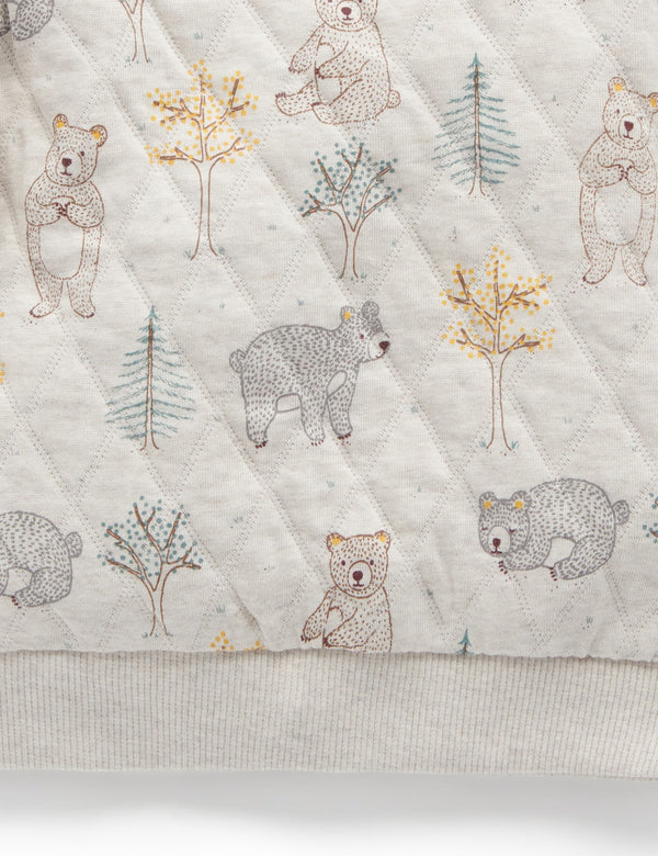 Quilted Slouchy Windcheater - Roaming Bear Prnt/Grey Melange