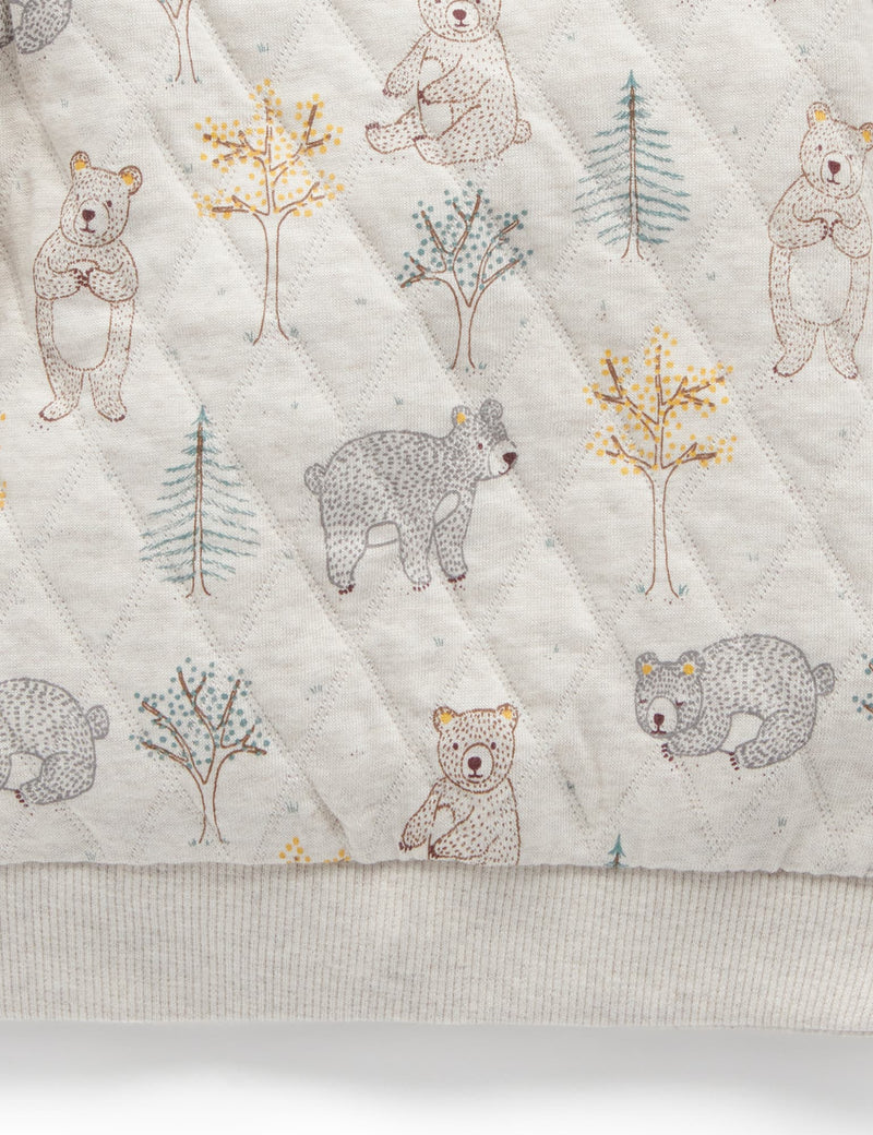 Quilted Slouchy Windcheater - Roaming Bear Prnt/Grey Melange