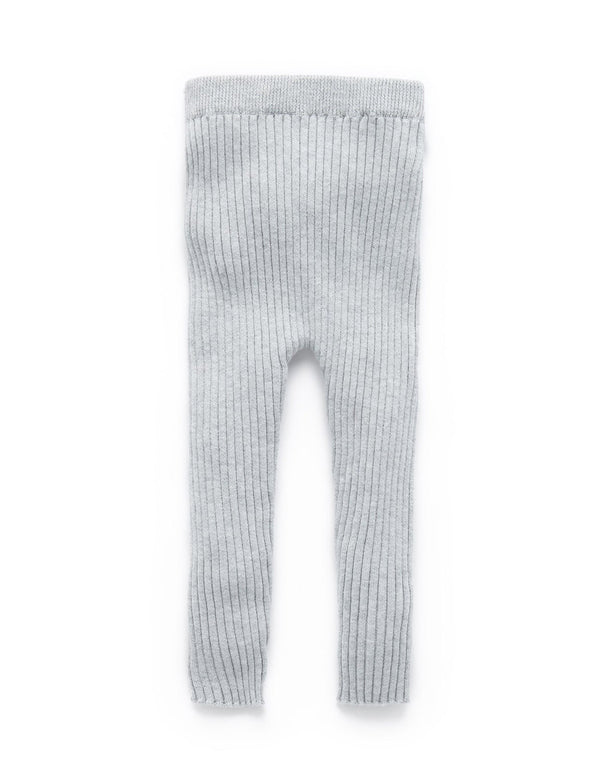 Rib Knit Leggings - Grey Melange