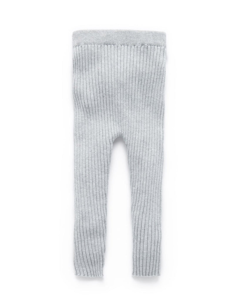 Rib Knit Leggings - Grey Melange