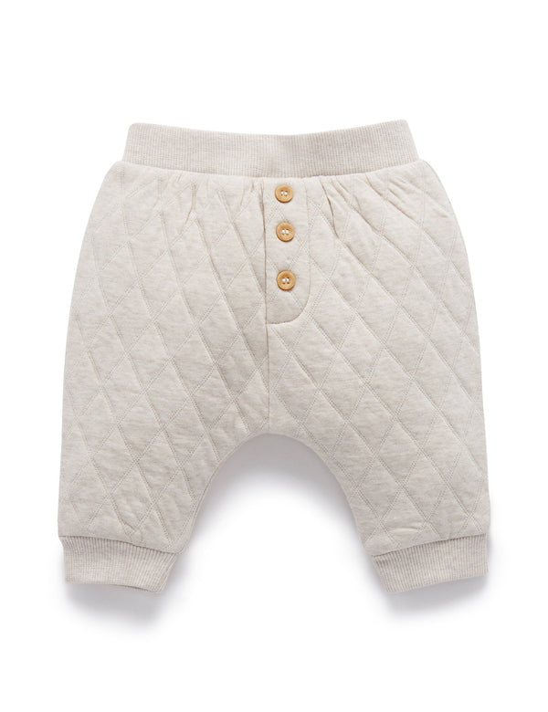 Quilted Slouchy Track Pants - Almond Melange/Grey Melange