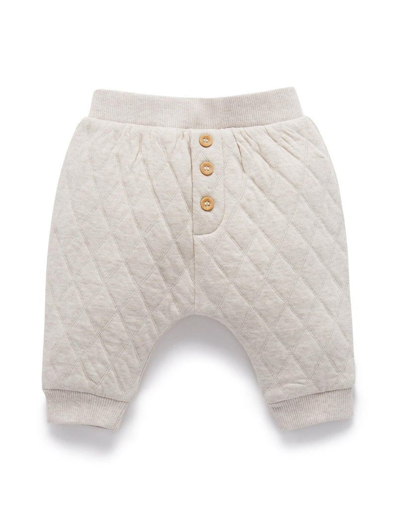 Quilted Slouchy Track Pants - Almond Melange/Grey Melange