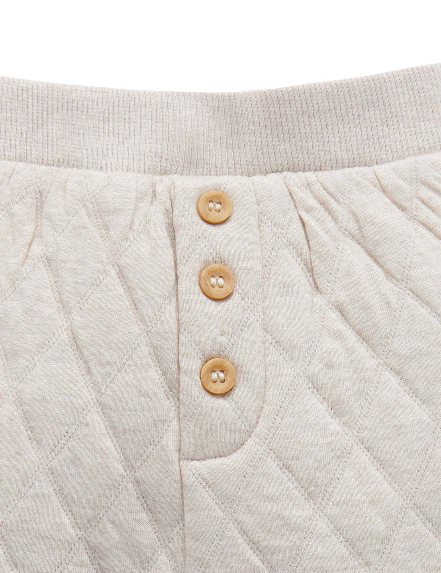 Quilted Slouchy Track Pants - Almond Melange/Grey Melange