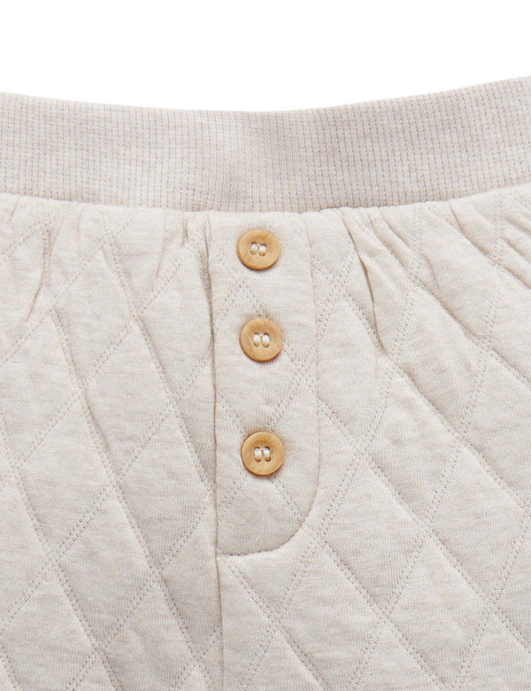Quilted Slouchy Track Pants - Almond Melange/Grey Melange