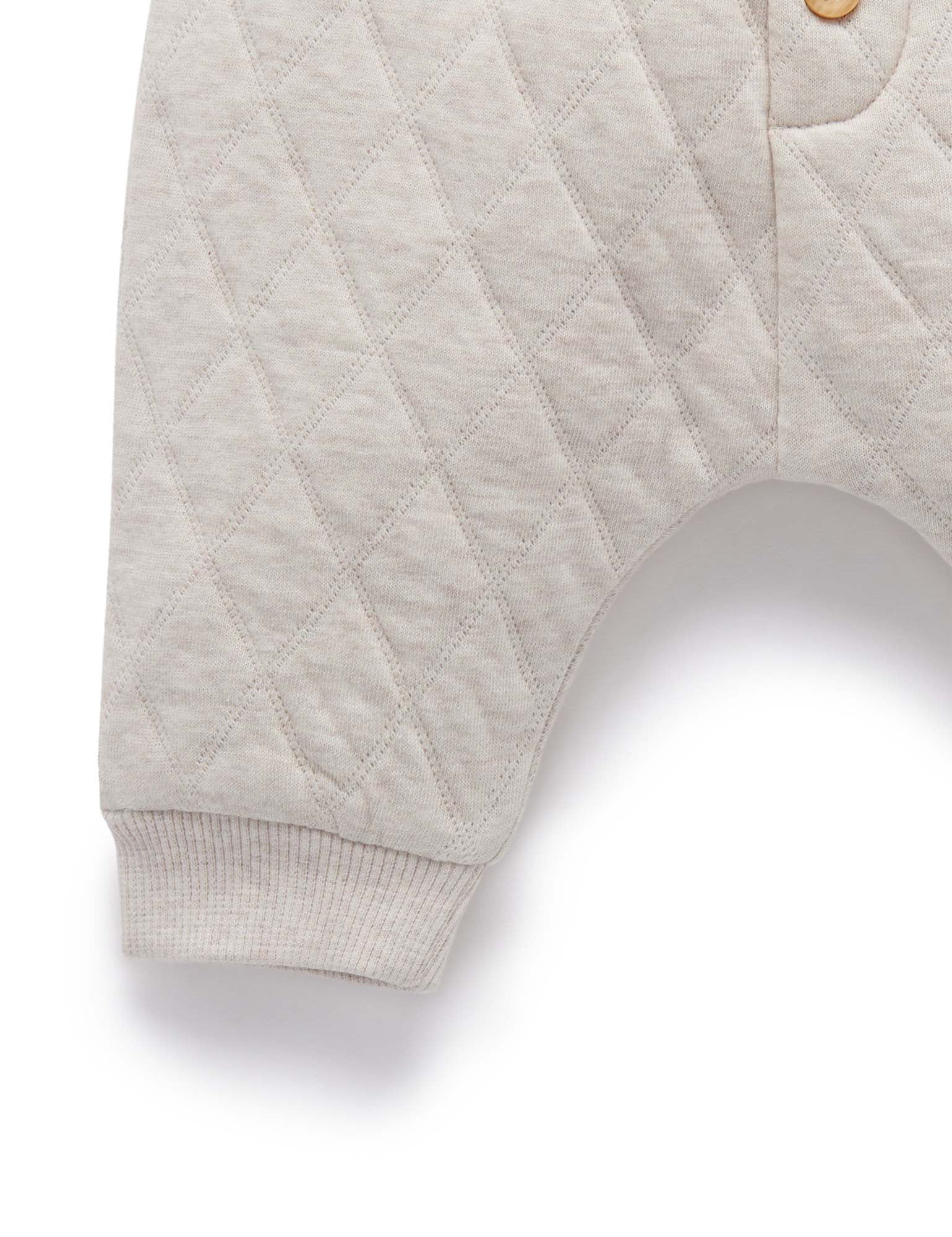 Quilted Slouchy Track Pants - Almond Melange/Grey Melange