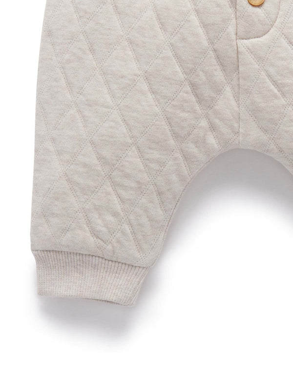 Quilted Slouchy Track Pants - Almond Melange/Grey Melange
