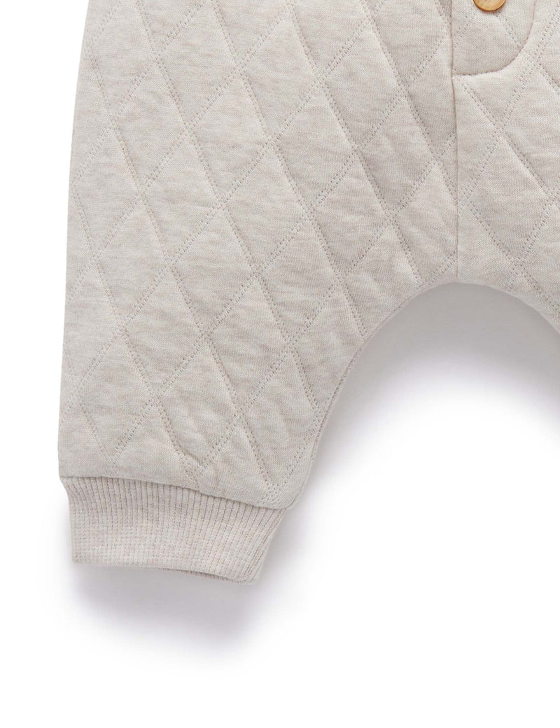 Quilted Slouchy Track Pants - Almond Melange/Grey Melange