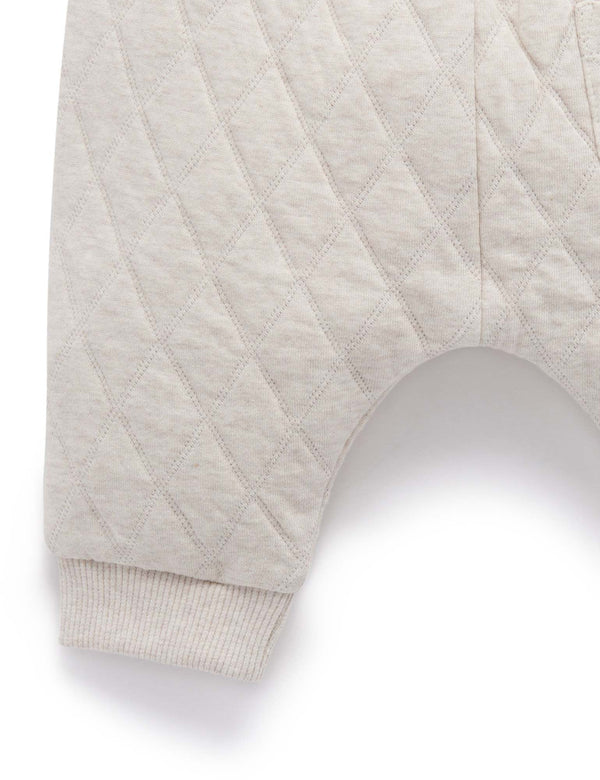 Quilted Slouchy Track Pants - Almond Melange/Grey Melange
