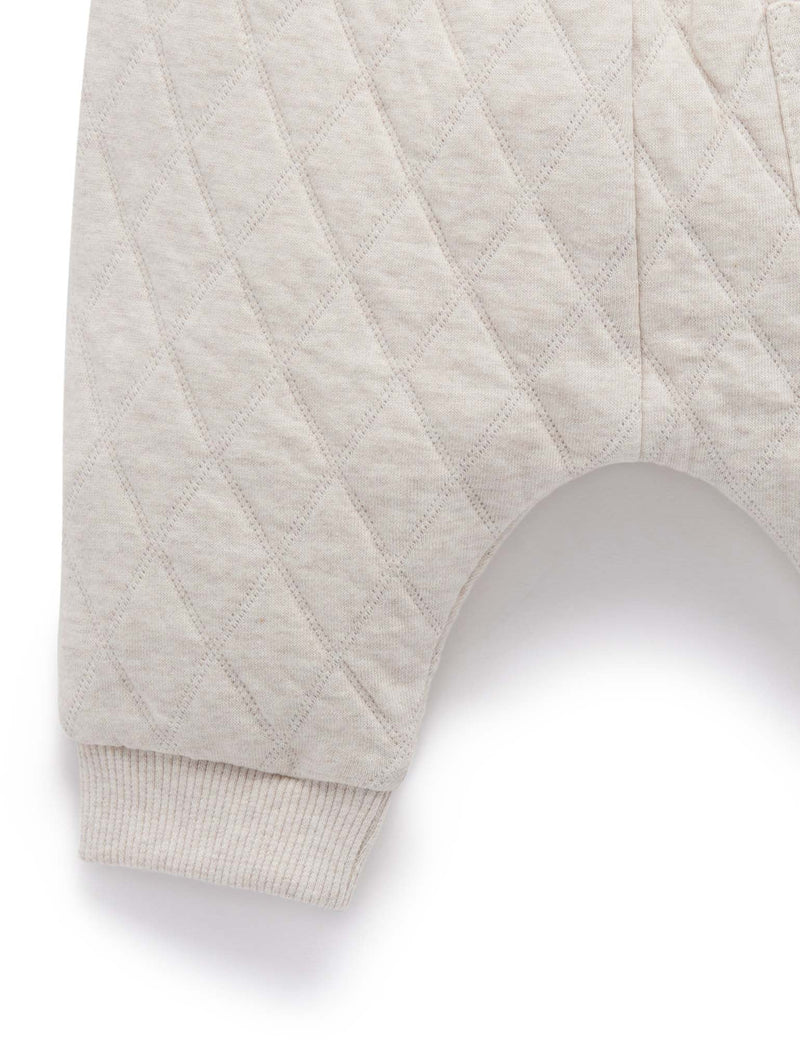 Quilted Slouchy Track Pants - Almond Melange/Grey Melange