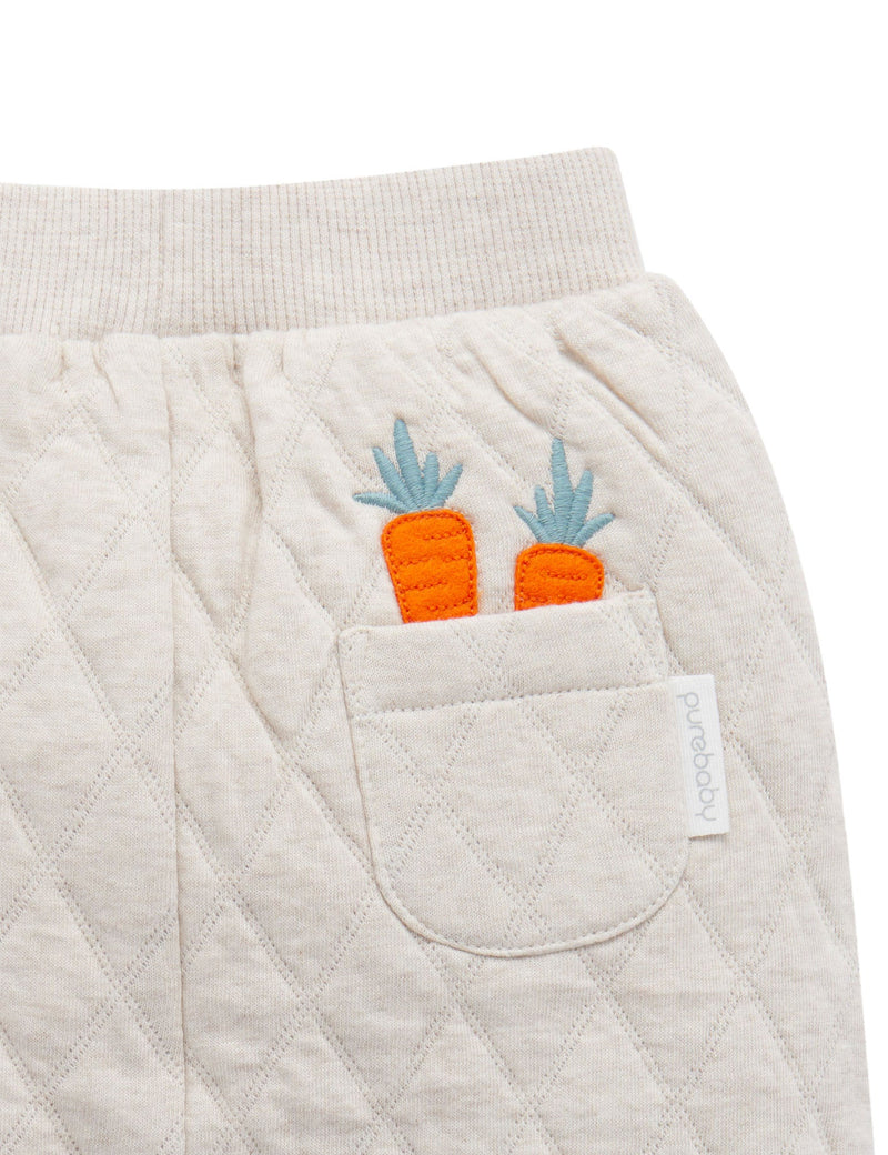 Quilted Slouchy Track Pants - Almond Melange/Grey Melange