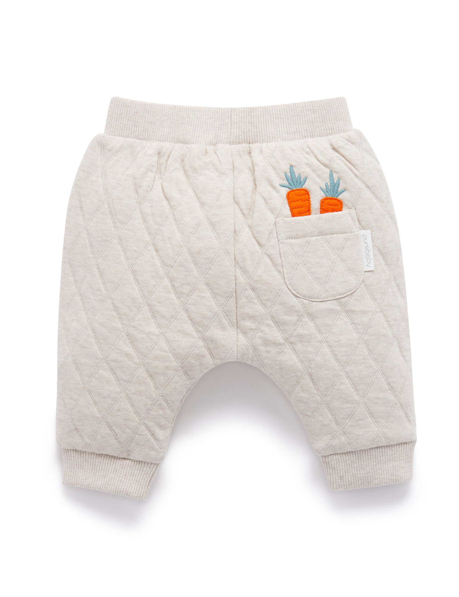 Quilted Slouchy Track Pants - Almond Melange/Grey Melange