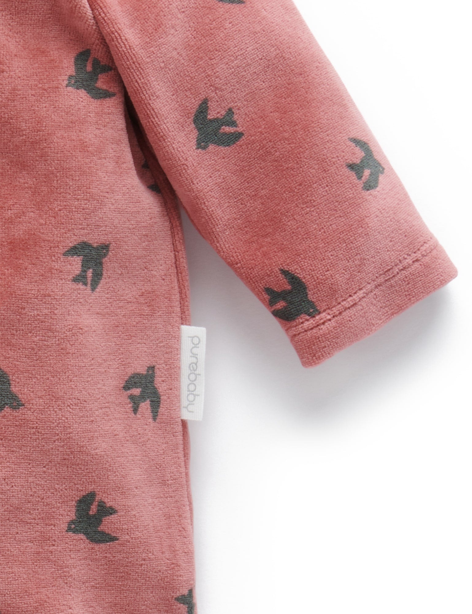 Frill Velour Growsuit - Swallow Print