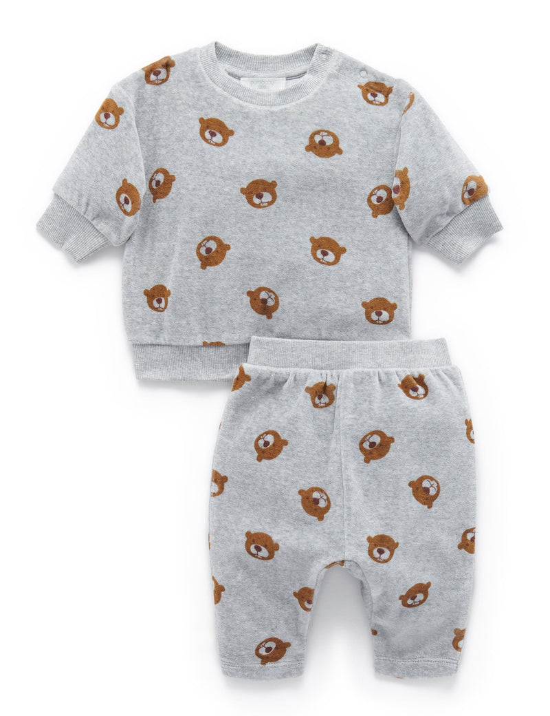 Velour Track Set - Happy Beaver Print