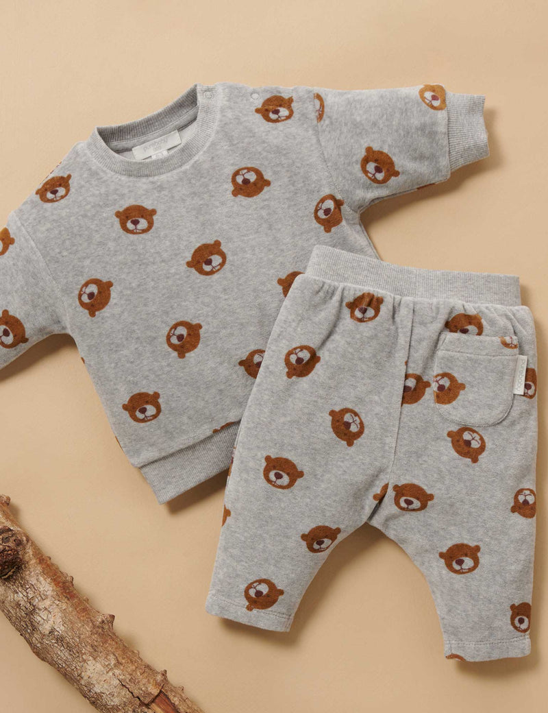 Velour Track Set - Happy Beaver Print