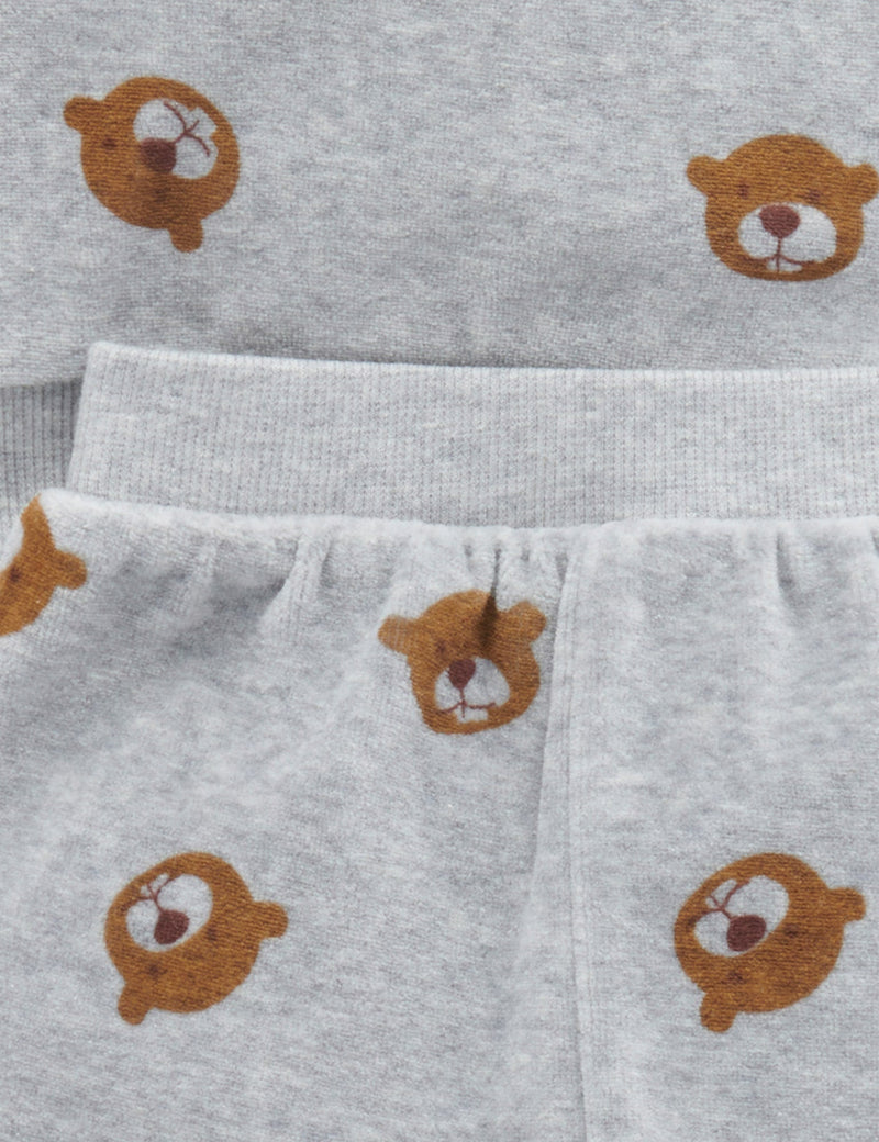 Velour Track Set - Happy Beaver Print