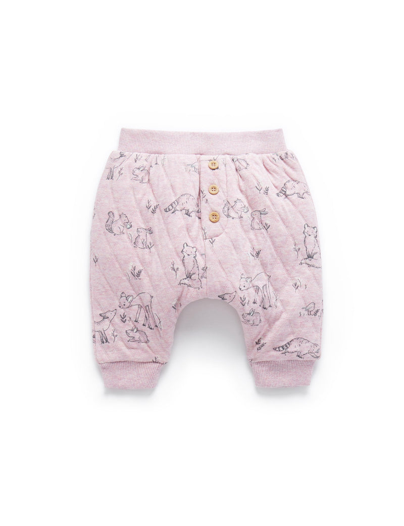 Quilted Slouchy Track Pants - Forest Gathering Prt/Cloud mel