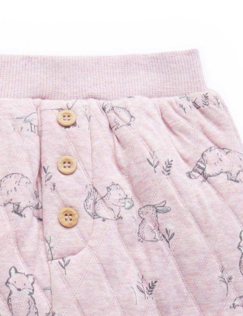 Quilted Slouchy Track Pants - Forest Gathering Prt/Cloud mel