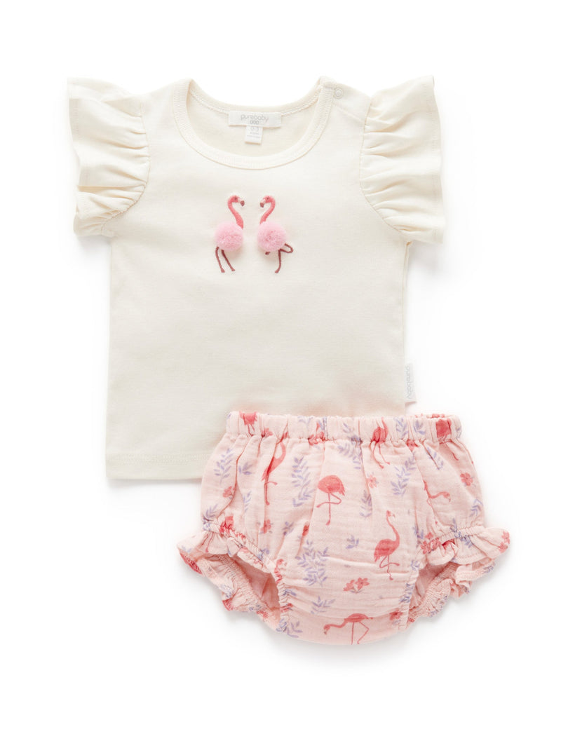 Tee and bloomer Set - Flamingo Print