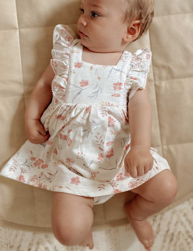 Ruffle Bodysuit Dress - Pussy Willow Floral