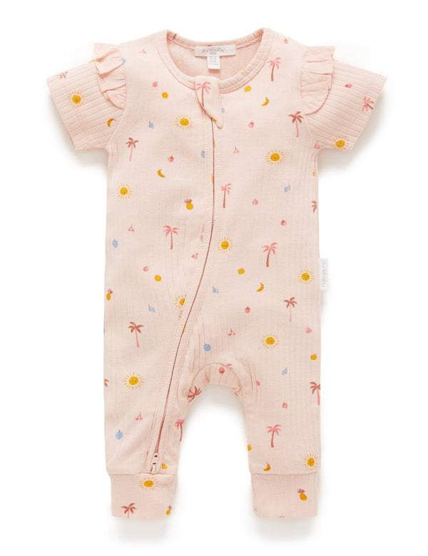 Island Rib Growsuit - Palm Trees Print