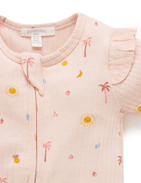 Island Rib Growsuit - Palm Trees Print