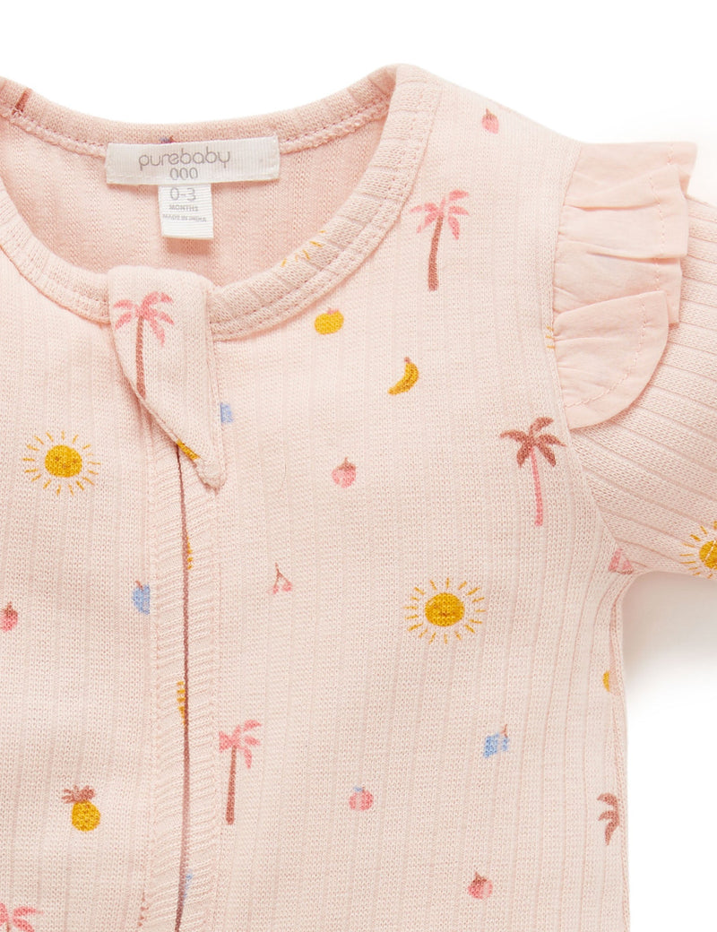 Island Rib Growsuit - Palm Trees Print