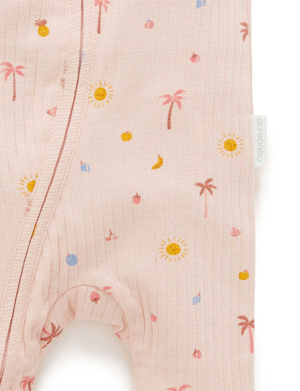 Island Rib Growsuit - Palm Trees Print