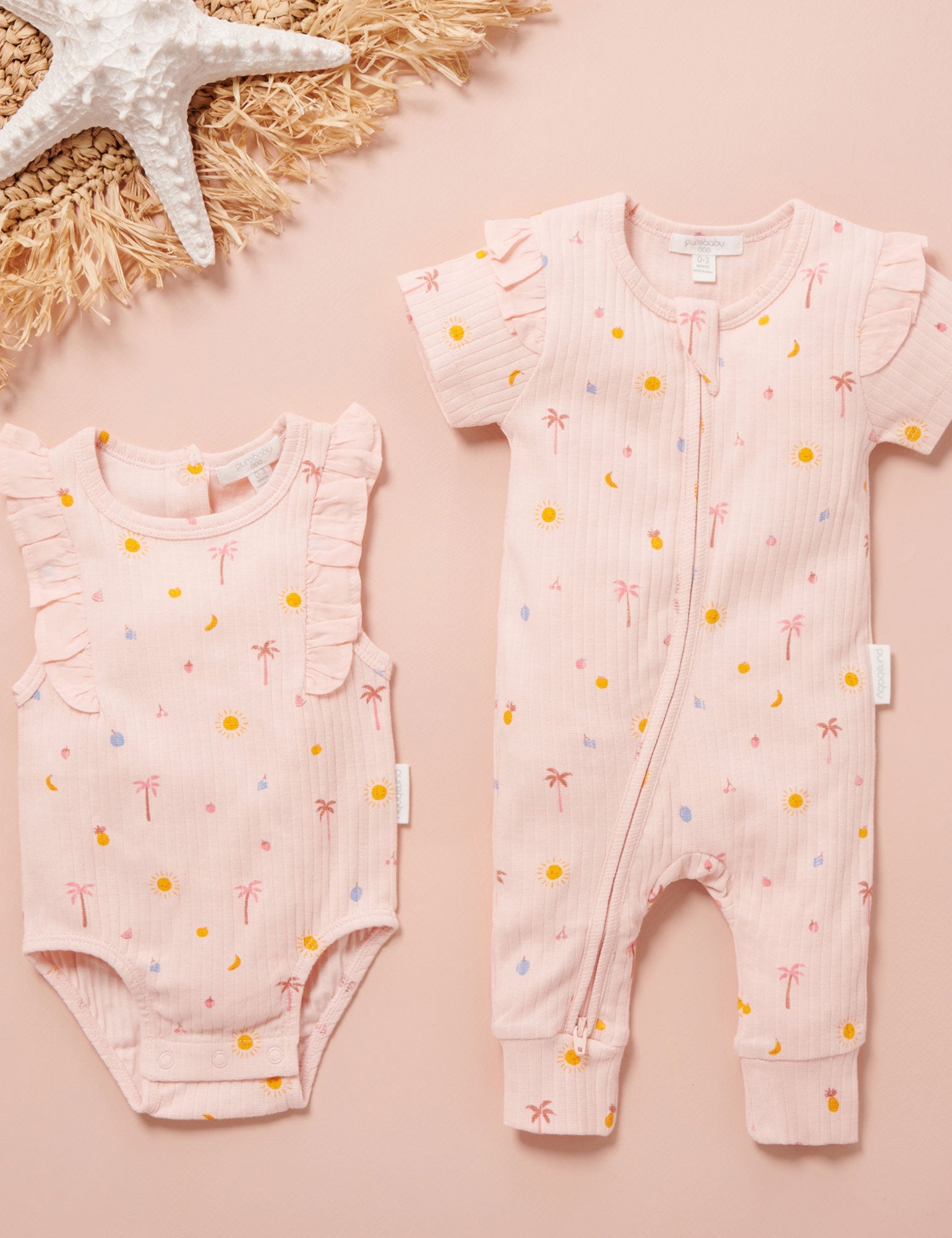 Island Rib Bodysuit - Palm Trees Print