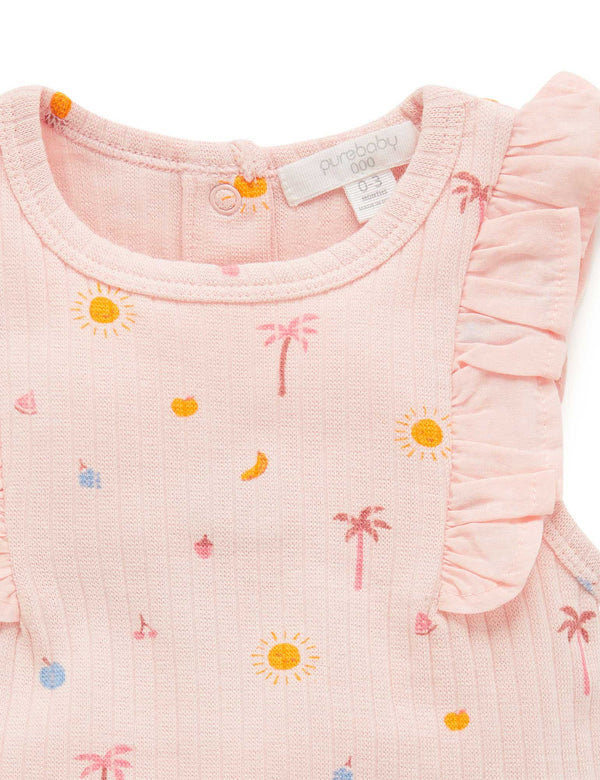 Island Rib Bodysuit - Palm Trees Print