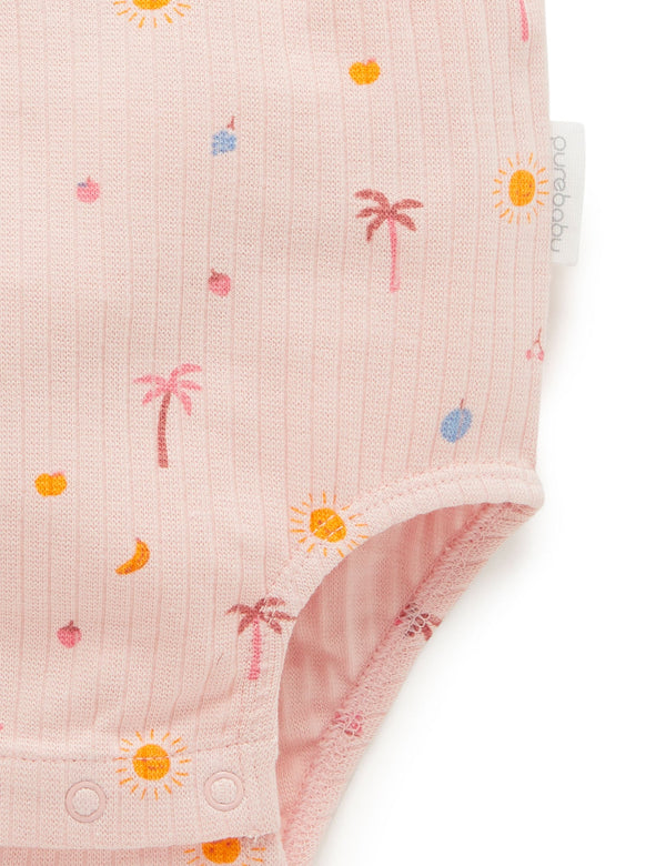 Island Rib Bodysuit - Palm Trees Print