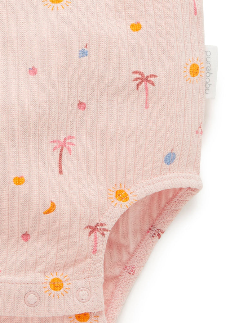 Island Rib Bodysuit - Palm Trees Print