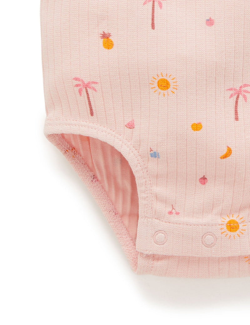 Island Rib Bodysuit - Palm Trees Print
