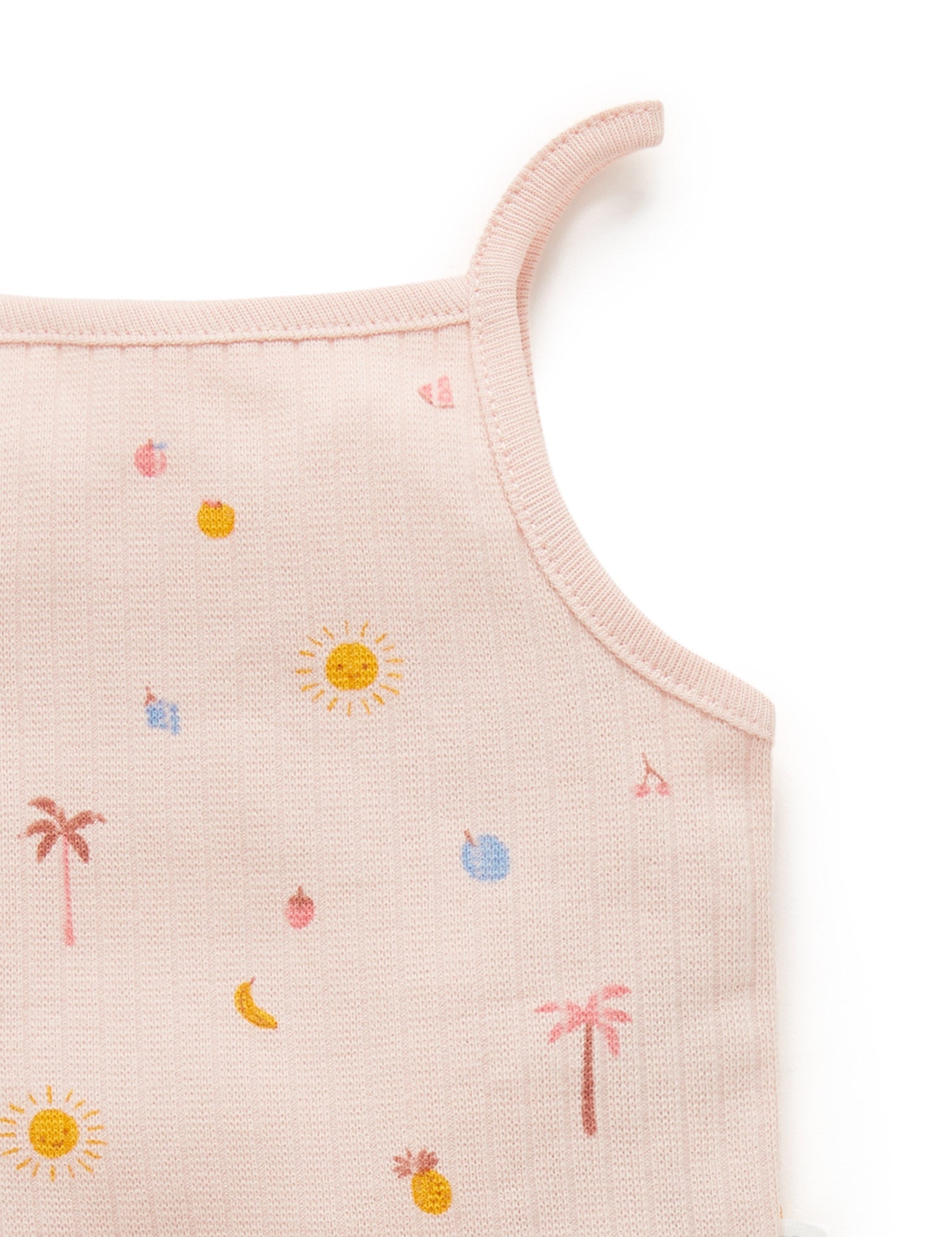 Island Rib Singlet Set - Palm Trees Print