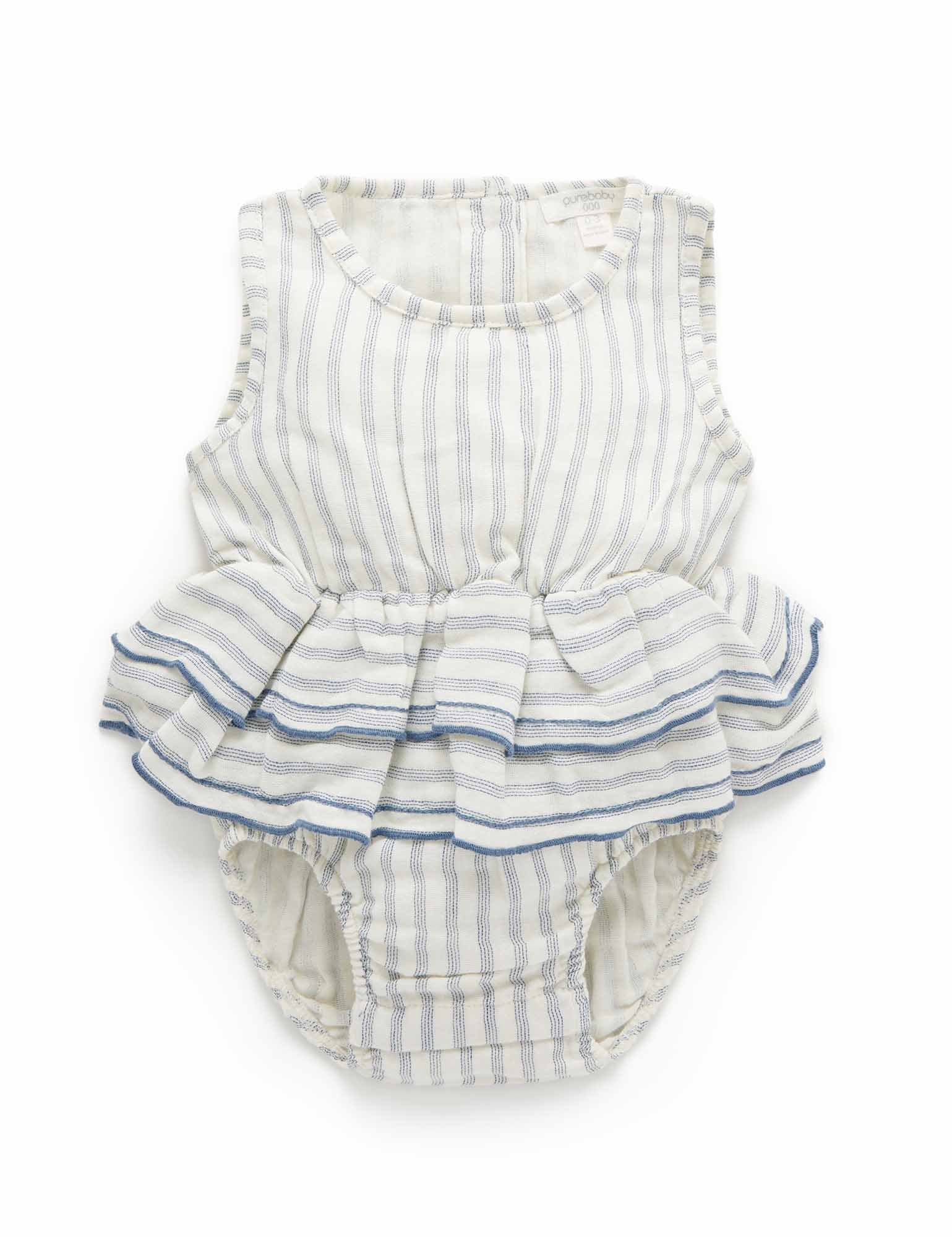 Ruffled Bodysuit - Fine Stripe