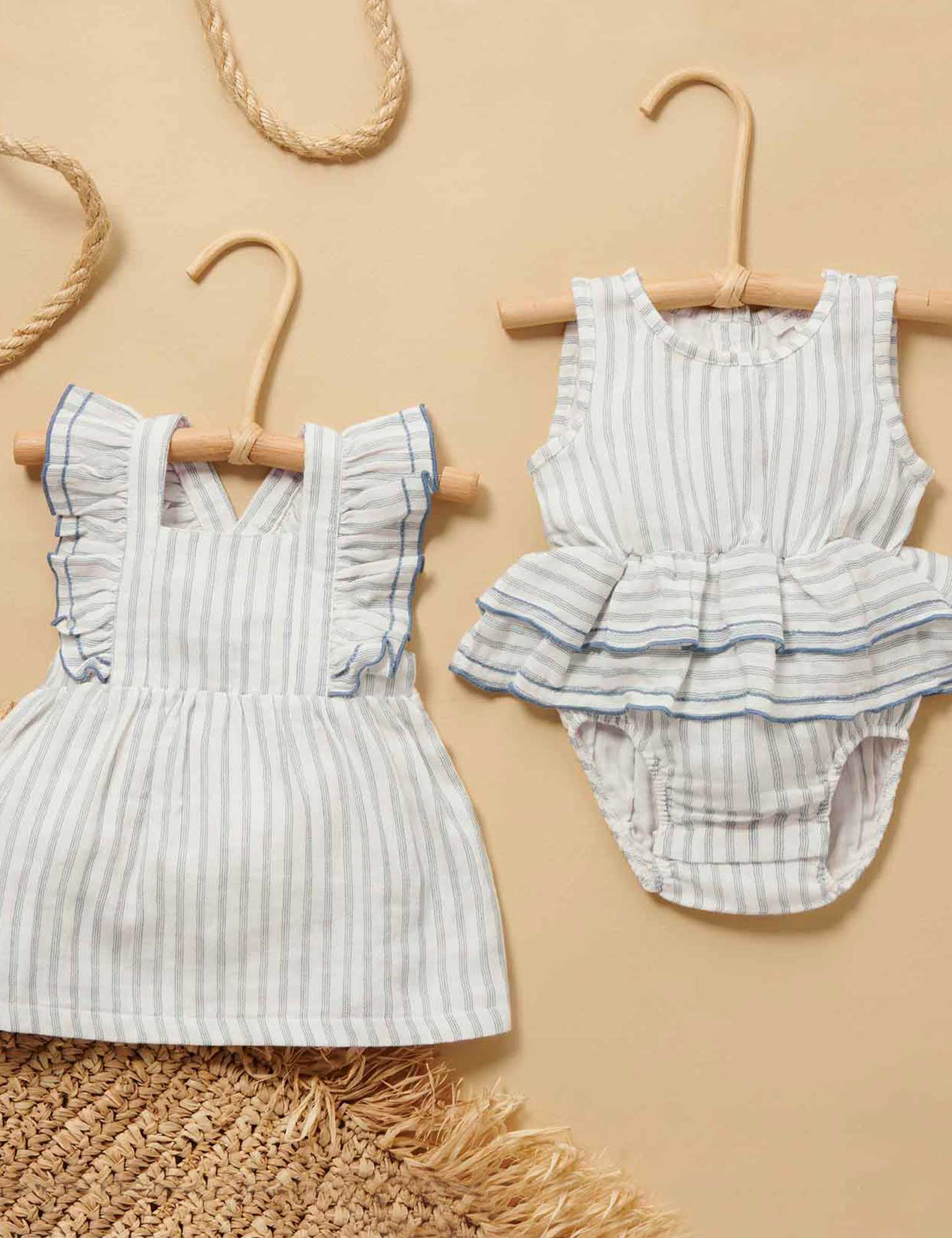 Ruffled Bodysuit - Fine Stripe