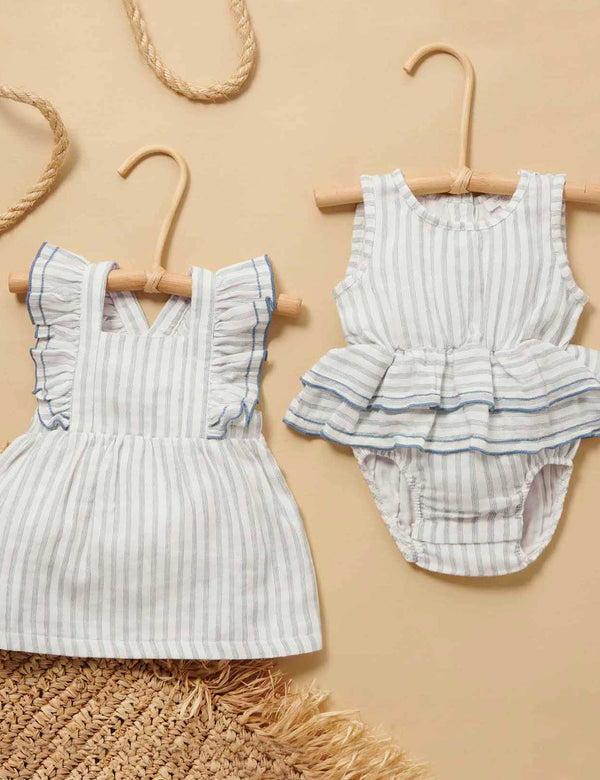 Ruffled Bodysuit - Fine Stripe