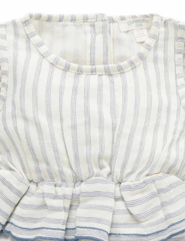 Ruffled Bodysuit - Fine Stripe