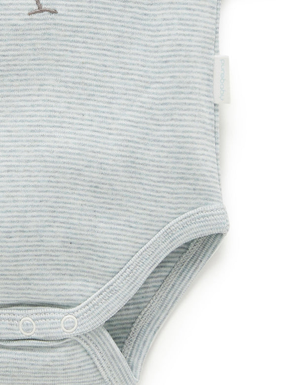 SS Easyneck Bodysuit - Fern Stripe Cockatoo