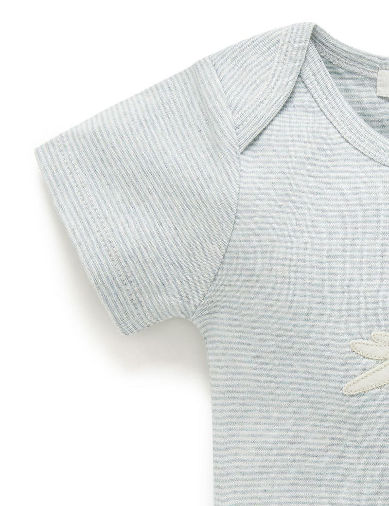SS Easyneck Bodysuit - Fern Stripe Cockatoo