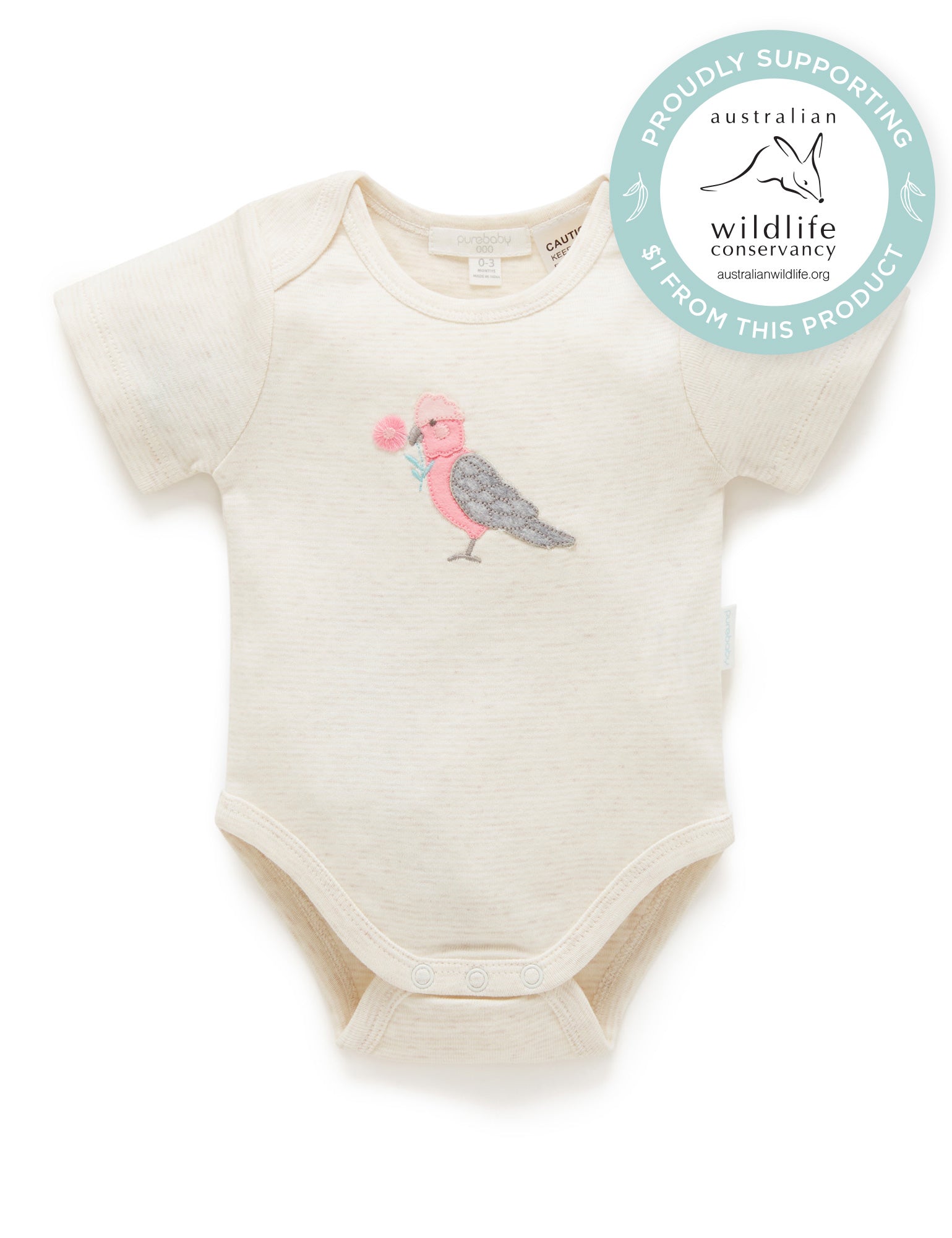 SS Easyneck Bodysuit - Wheat Stripe Galah