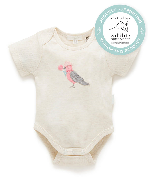 SS Easyneck Bodysuit - Wheat Stripe Galah