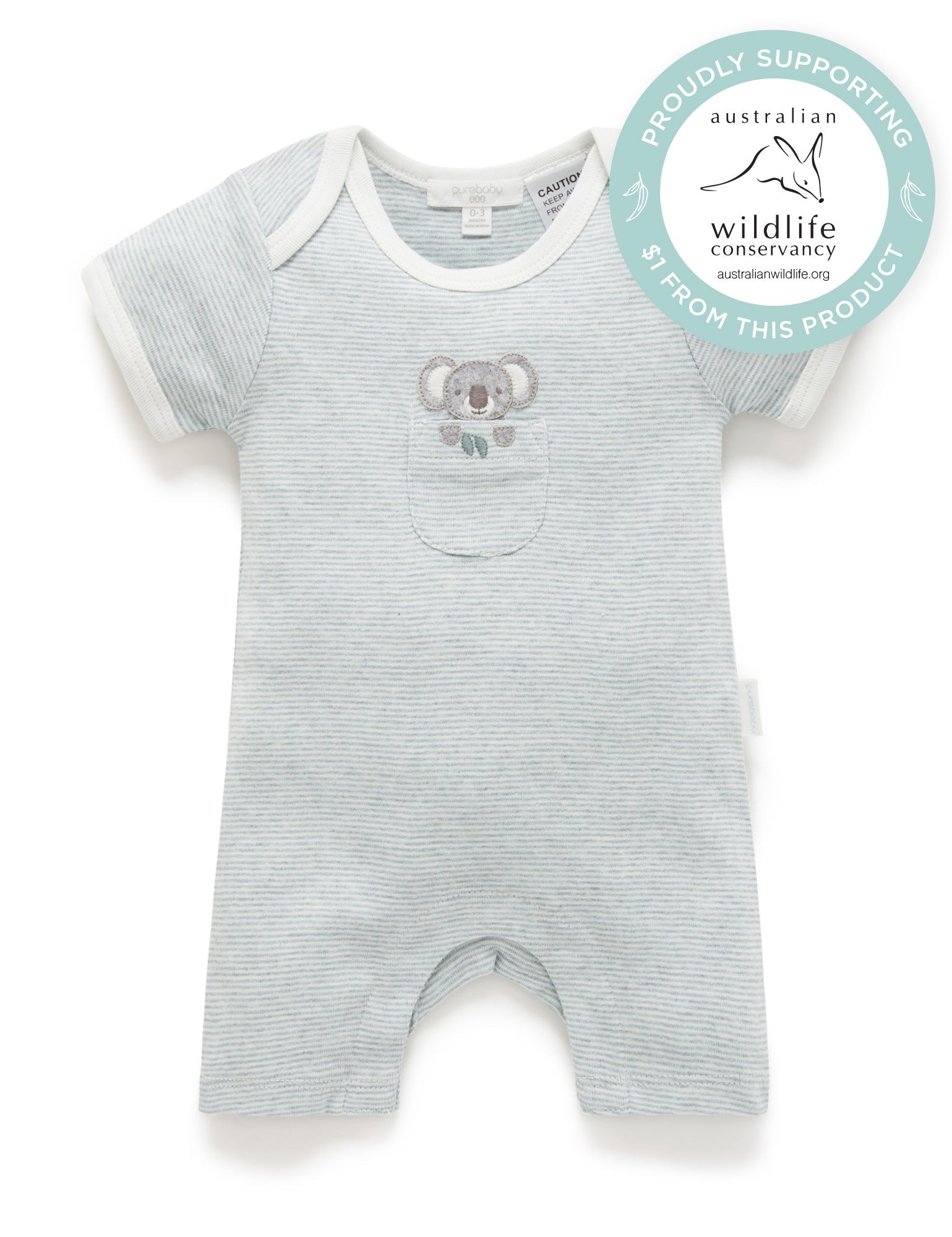 Peekaboo Short Growsuit - Fern Stripe Koala