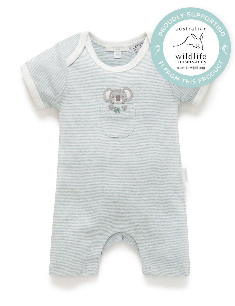 Peekaboo Short Growsuit - Fern Stripe Koala