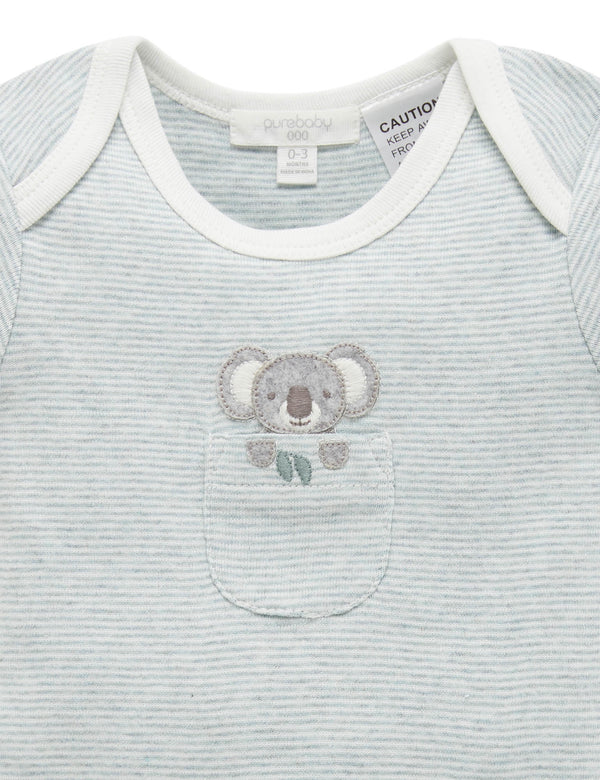 Peekaboo Short Growsuit - Fern Stripe Koala